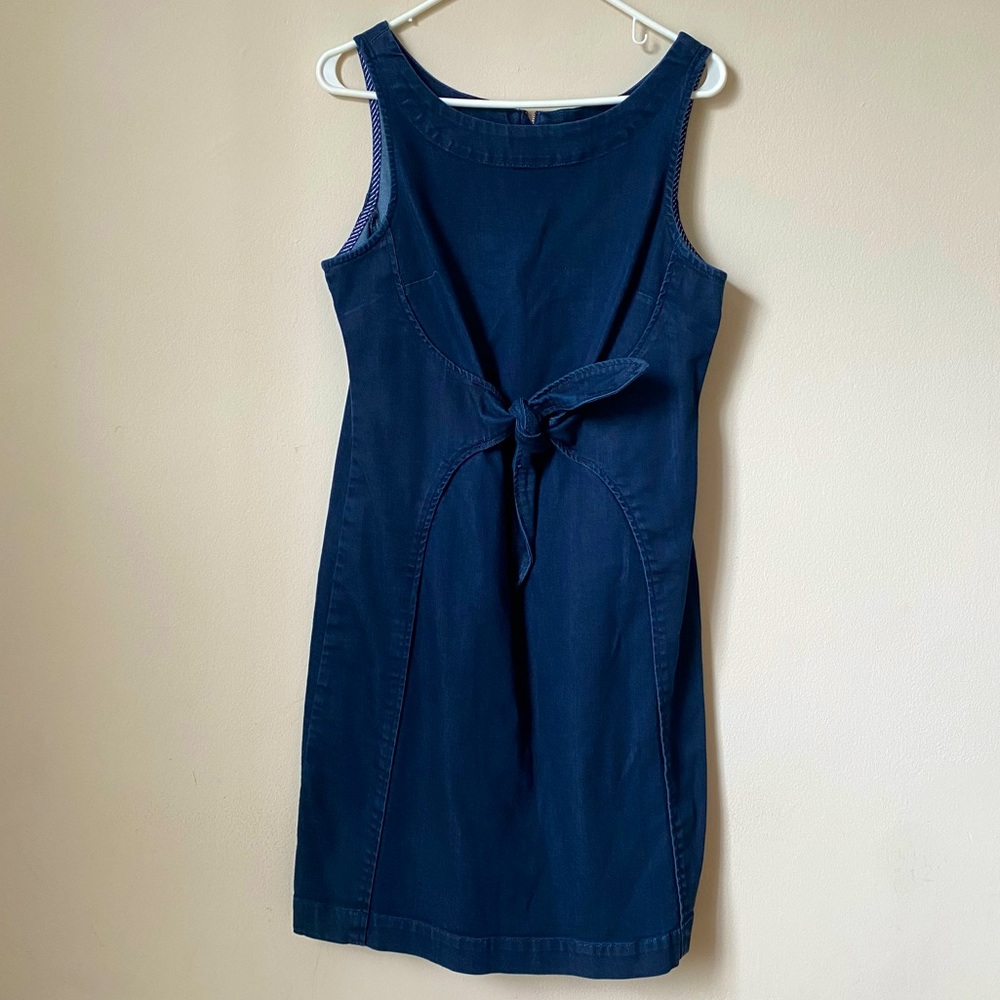 Vintage Style Knot Front Denim Dress - Size 10